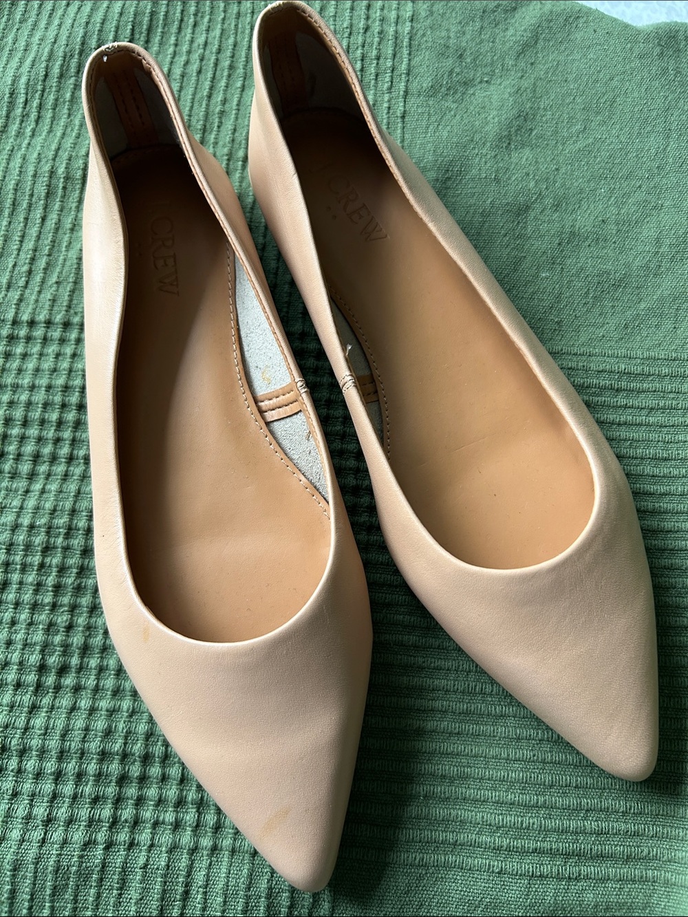 J. Crew Women's Nude Pointed-Toe Leather Flats